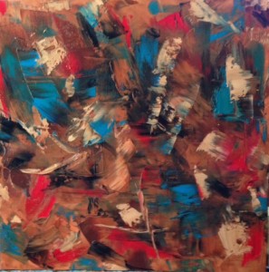 abstract, contemporary, oil, blues, reds, browns, new mexico